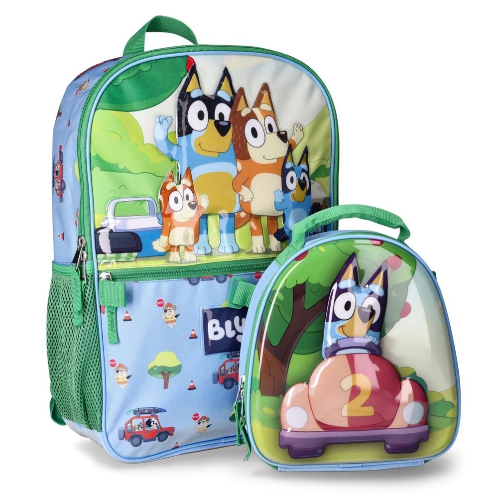 Bluey Kids Laptop Backpack 17" Set with Matching Lunch Tote Bag Adjustable Strap - Picture 3 of 10